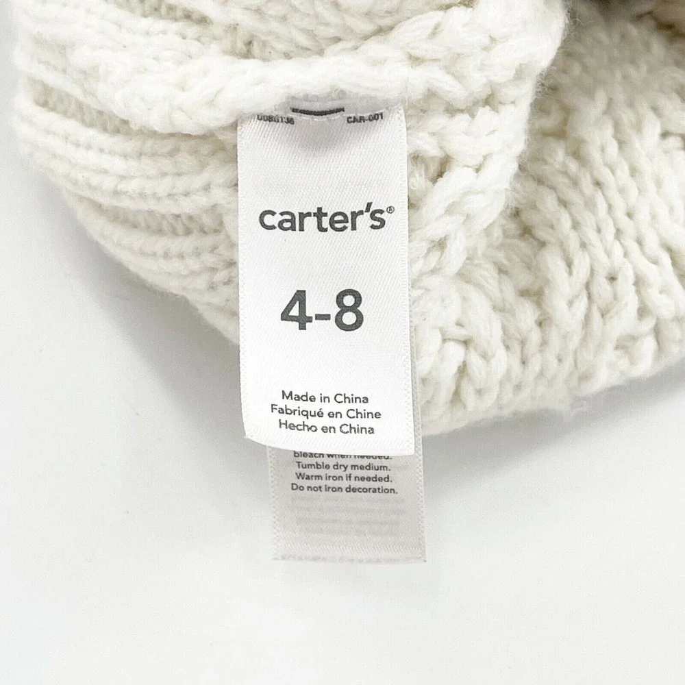 Carters Kids Winter Beanie Hat Mittens‎ Set Gray Knit Size 4-8 Cold-Weather